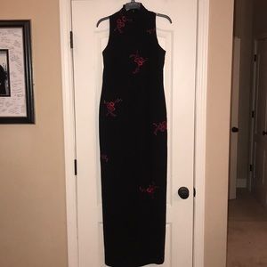 Black Beaded Floral Full length gown w/ free wrap